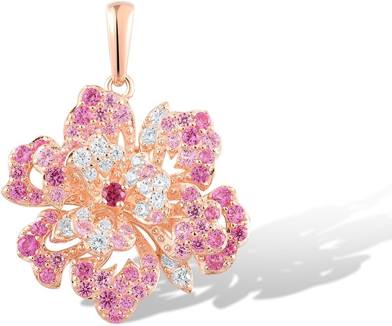 Santuzza Sterling Silver Gemstone Flower Pendant for Women - Image 1